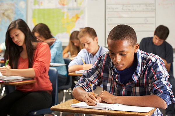 Students working at desks