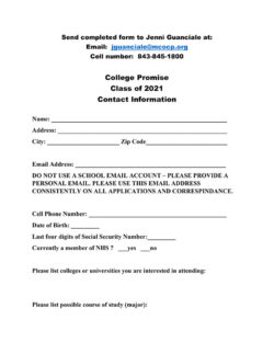 Senior Contact Information Sheet