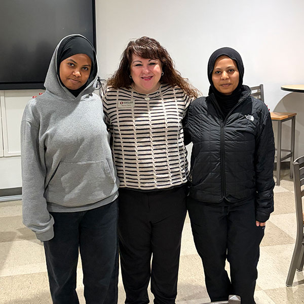 Mentor Nancy Percy and her students Saada and Fatuma